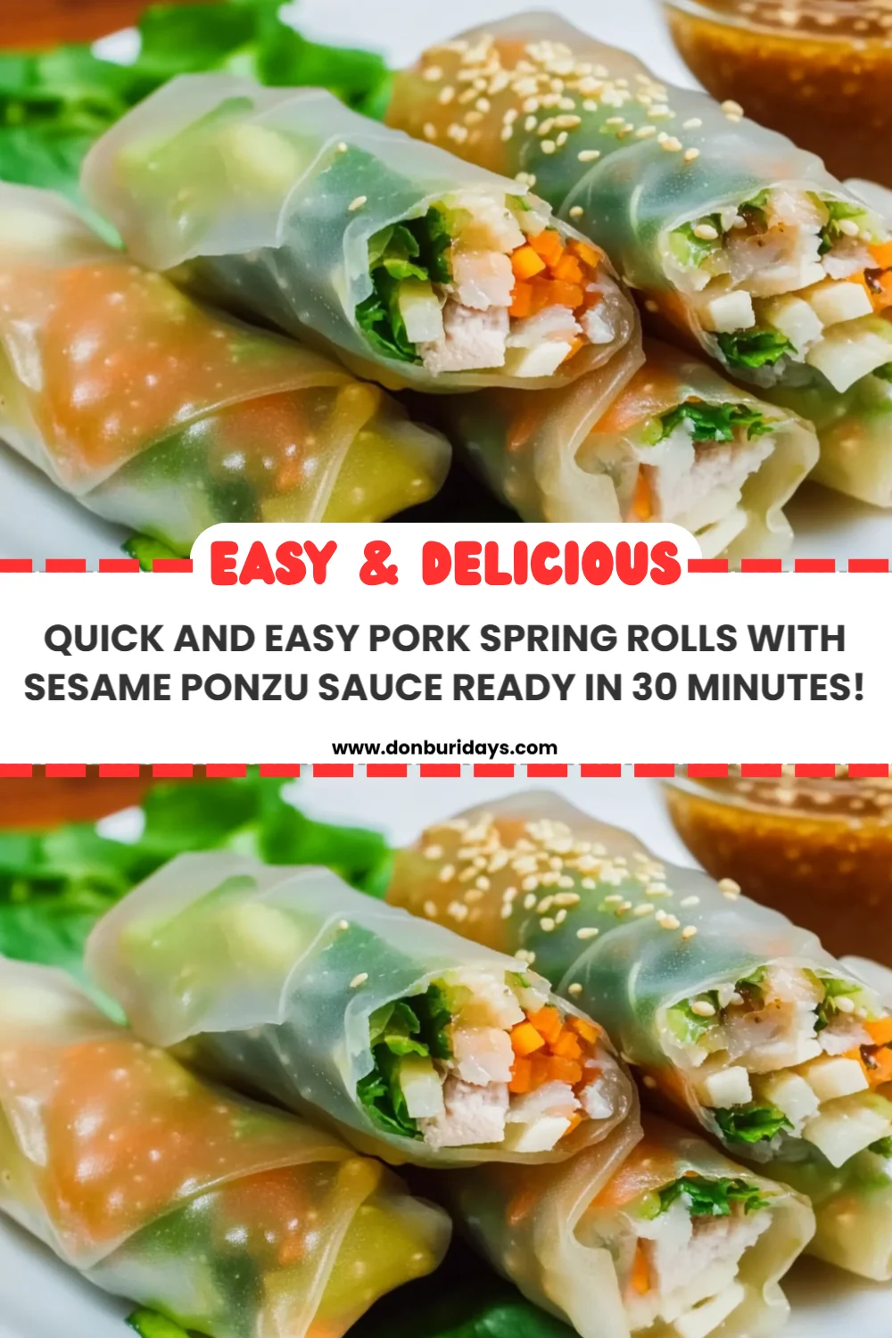 Quick and Easy Pork Spring Rolls with Sesame Ponzu Sauce Ready in 30 Minutes!