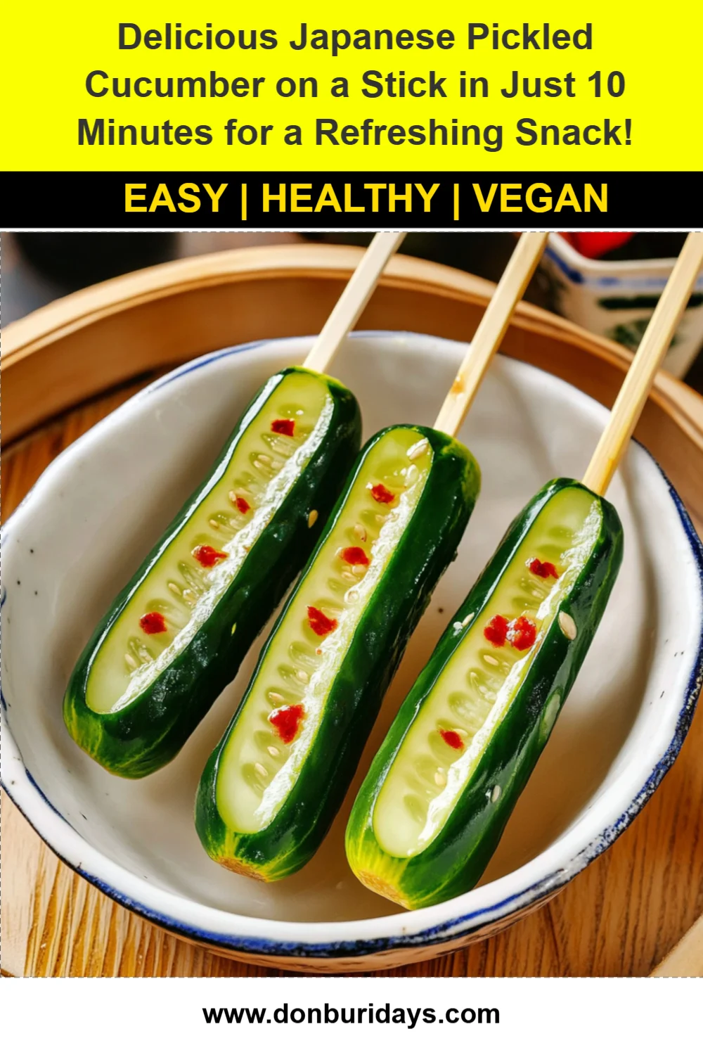 Delicious Japanese Pickled Cucumber on a Stick in Just 10 Minutes for a Refreshing Snack!