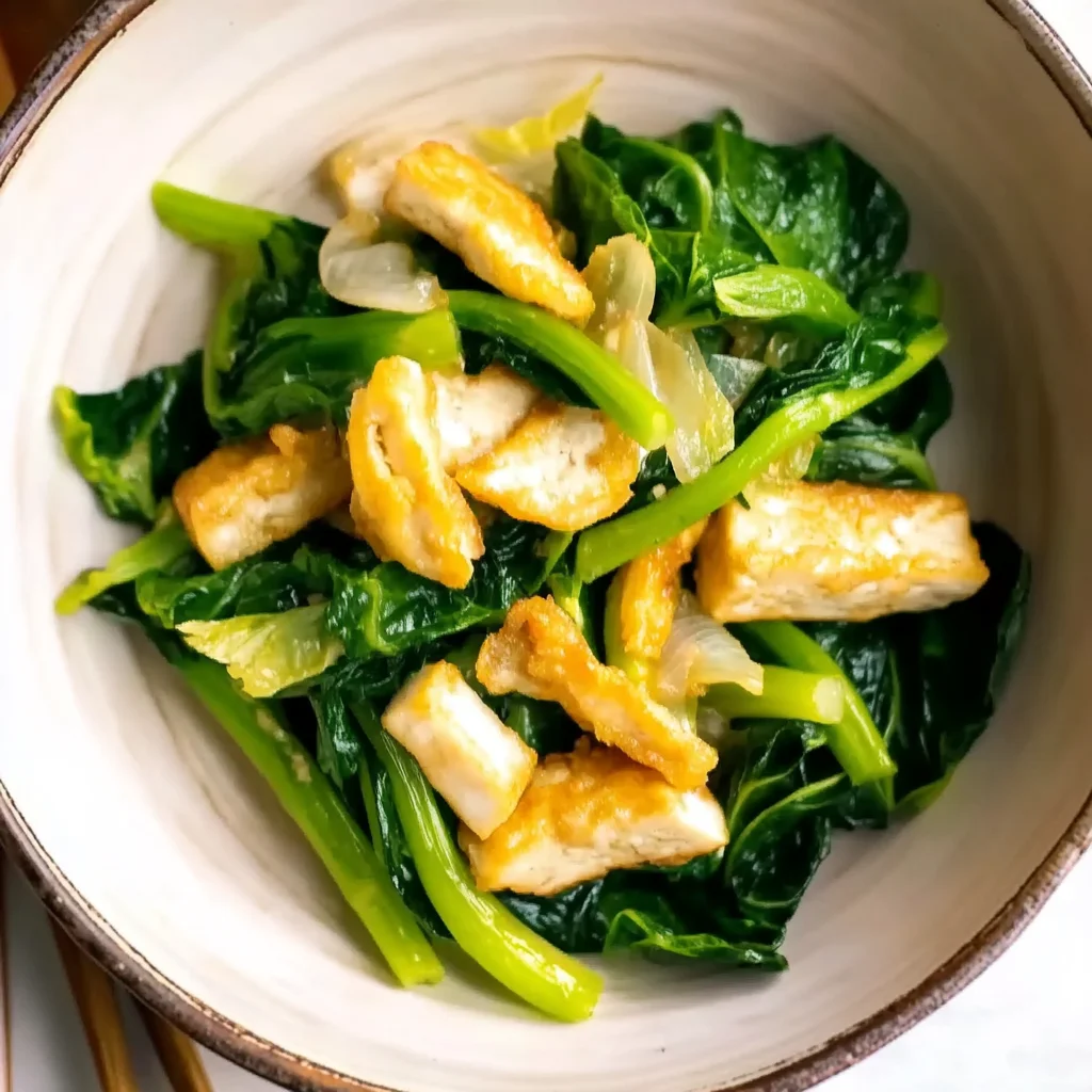 Delicious Simmered Fried Tofu and Greens Recipe